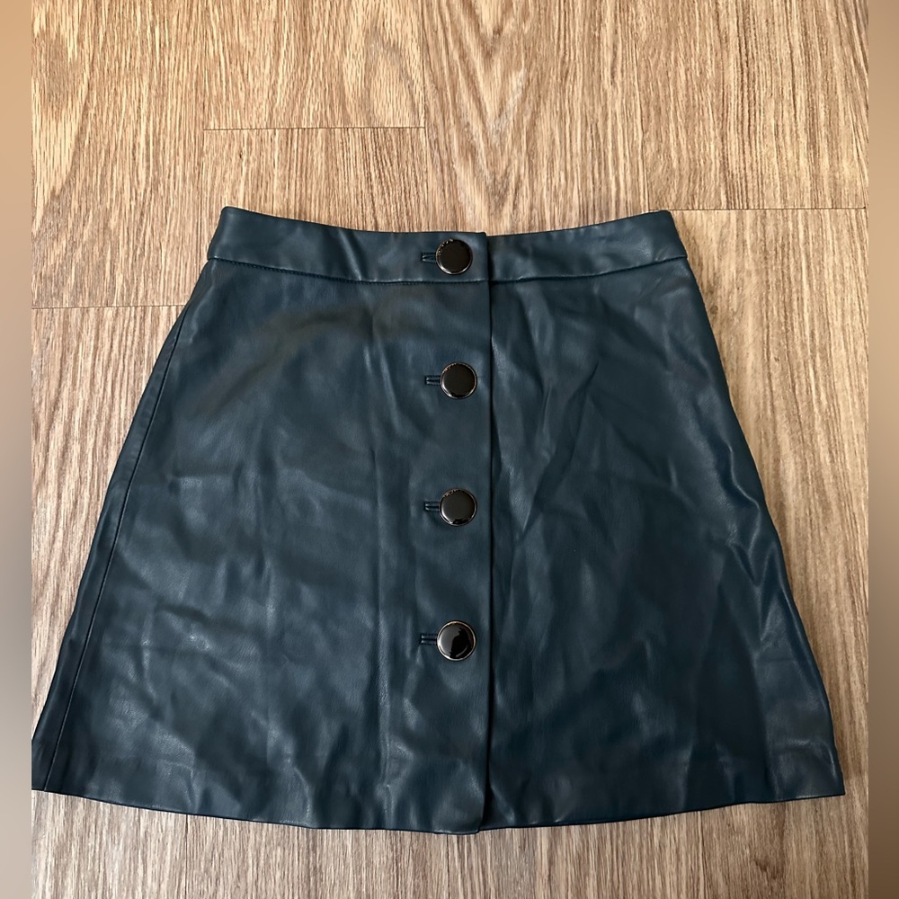 MANGO Teal pleather skirt